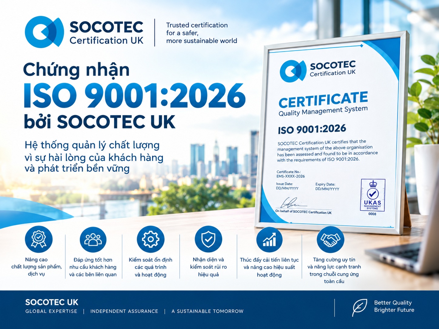 Chứng nhận ISO 9001: 2026 - Mục tiêu và Lợi ích chứng nhận ISO 9001 dấu UKAS